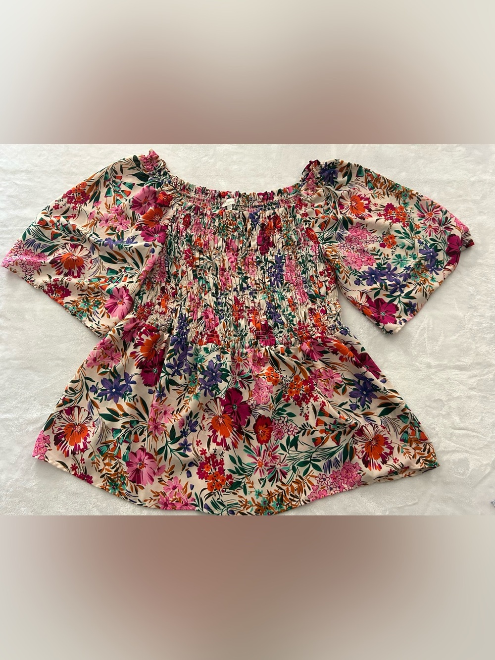 Chenault Floral Smocked Off-Shoulder Top Women’s Size 3X